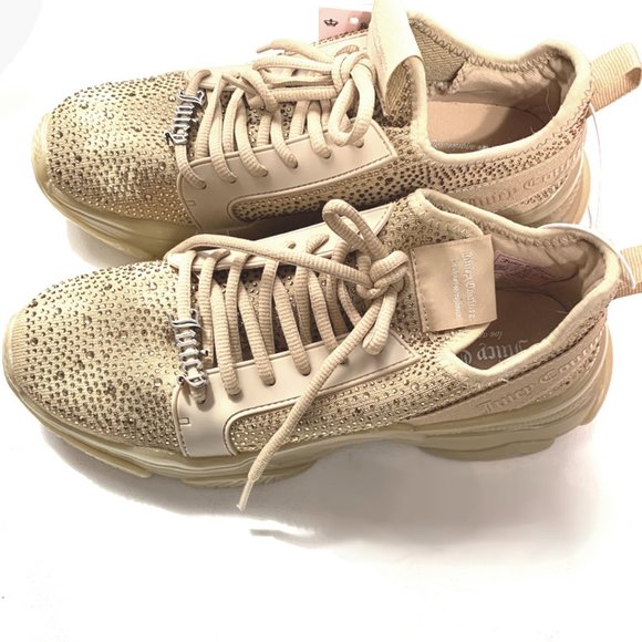 Juicy Couture Adana Lace-Up Chunky Platform Bling Rhinestone Fashion Sneakers - Picture 2 of 5